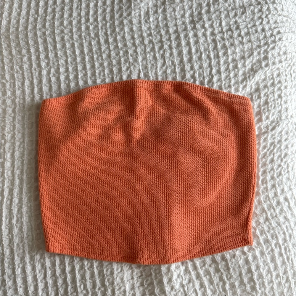 Me to We Orange Knit Tube Top